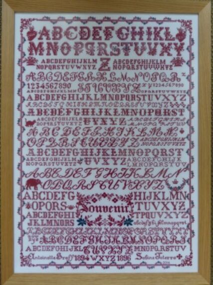 Madonna and top Child 1862 Reproduction Sampler Finished Cross Stitch